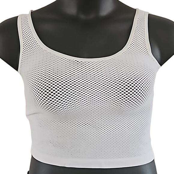 Urban Outfitters White Mesh Scoop Neck Crop Top - Size Large - Picture 4 of 5